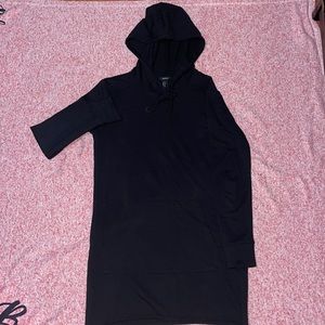 Plain Black Sweater Dress with a Hoodie